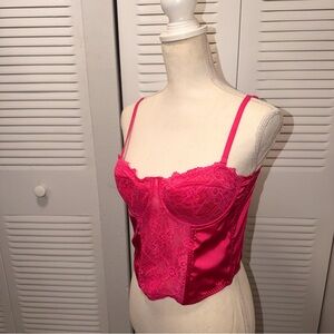 Sincerely Jules Vibrant Pink Lace Bustier Size L